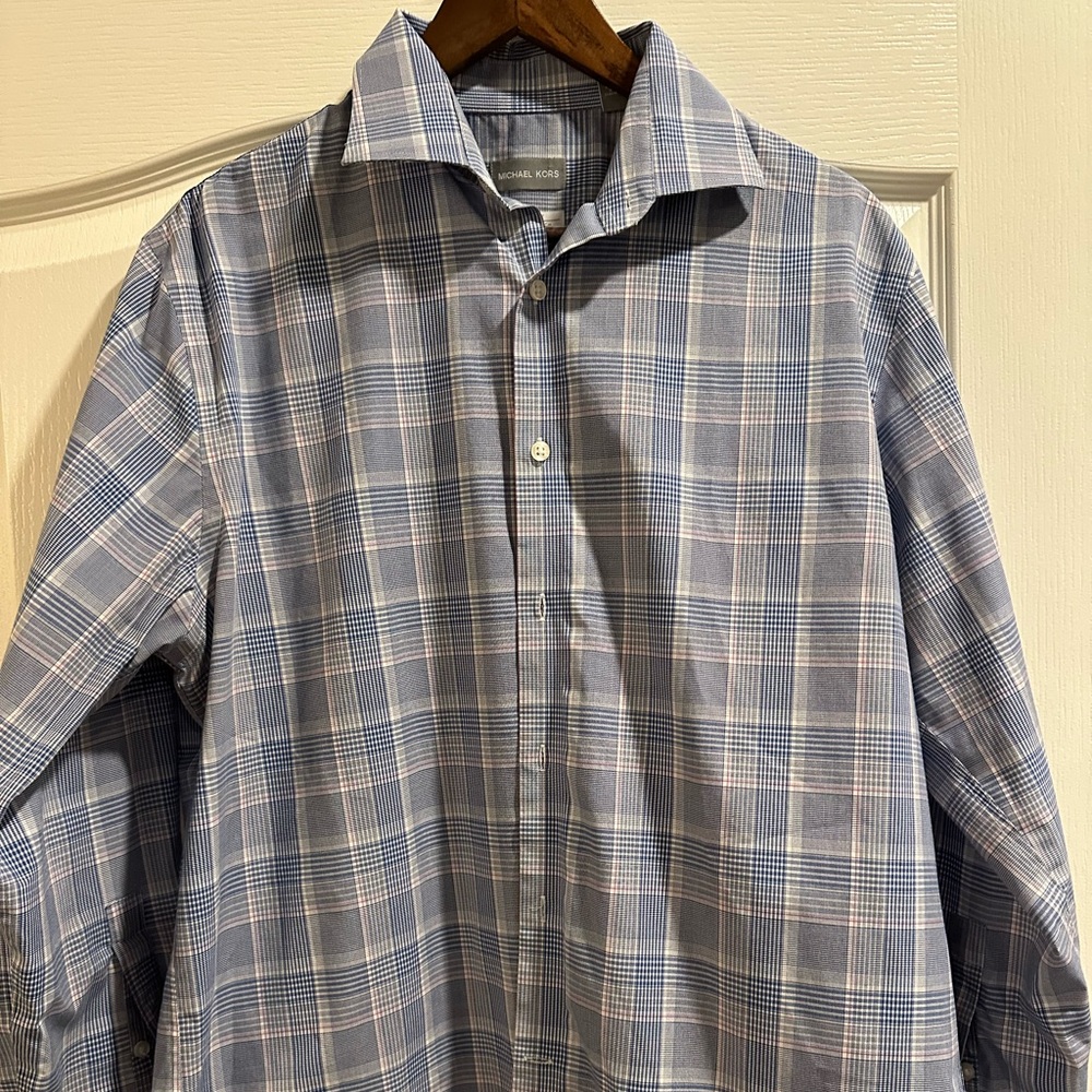 Michael Kors Navy and White Checkered Shirt